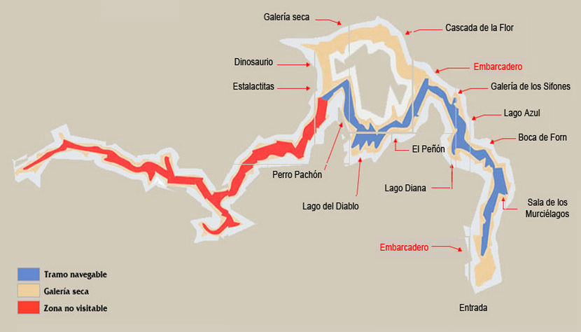 Guide audio des Grottes de Saint-Joseph - Carte de la grotte