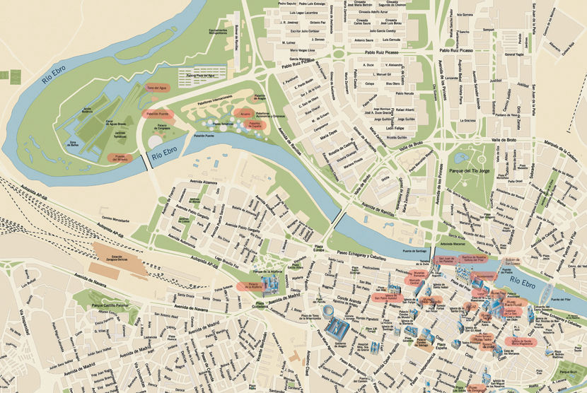 Guide audio de Saragosse - Carte de la ville
