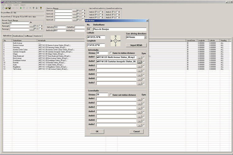 guide audio antenne GPS autocars et trains touristiques, Exemple software PC