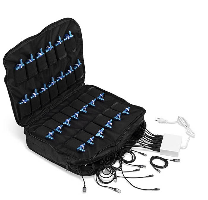 Valise textile et chargeur multiple pour audiophones / radioguides SPL1360 magnétique